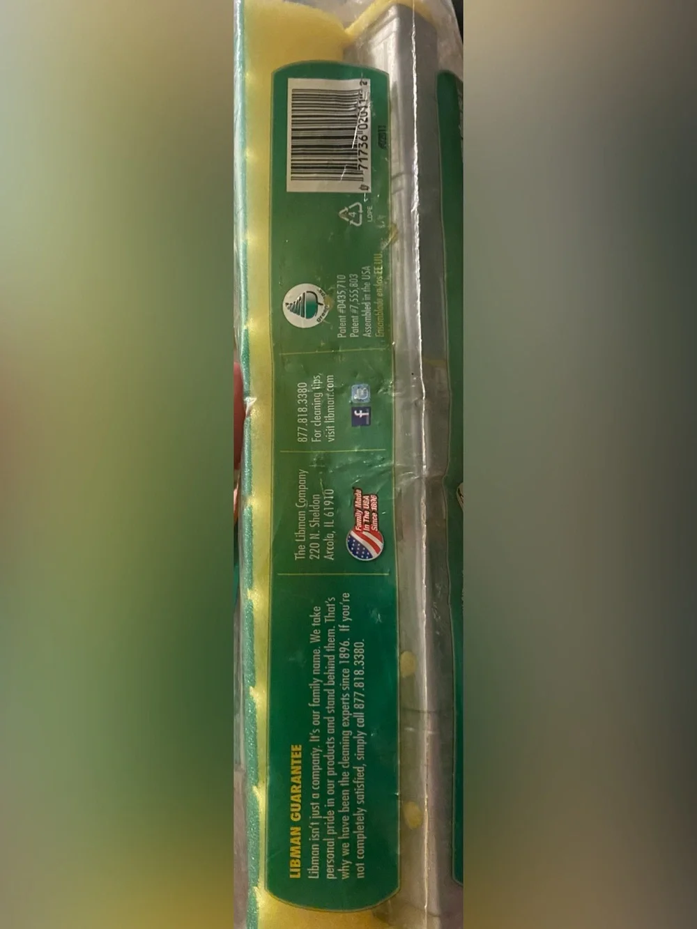 Libman Nitty Gritty Roller Mop Refills - Green & Yellow PACK OF 3 Made in USA